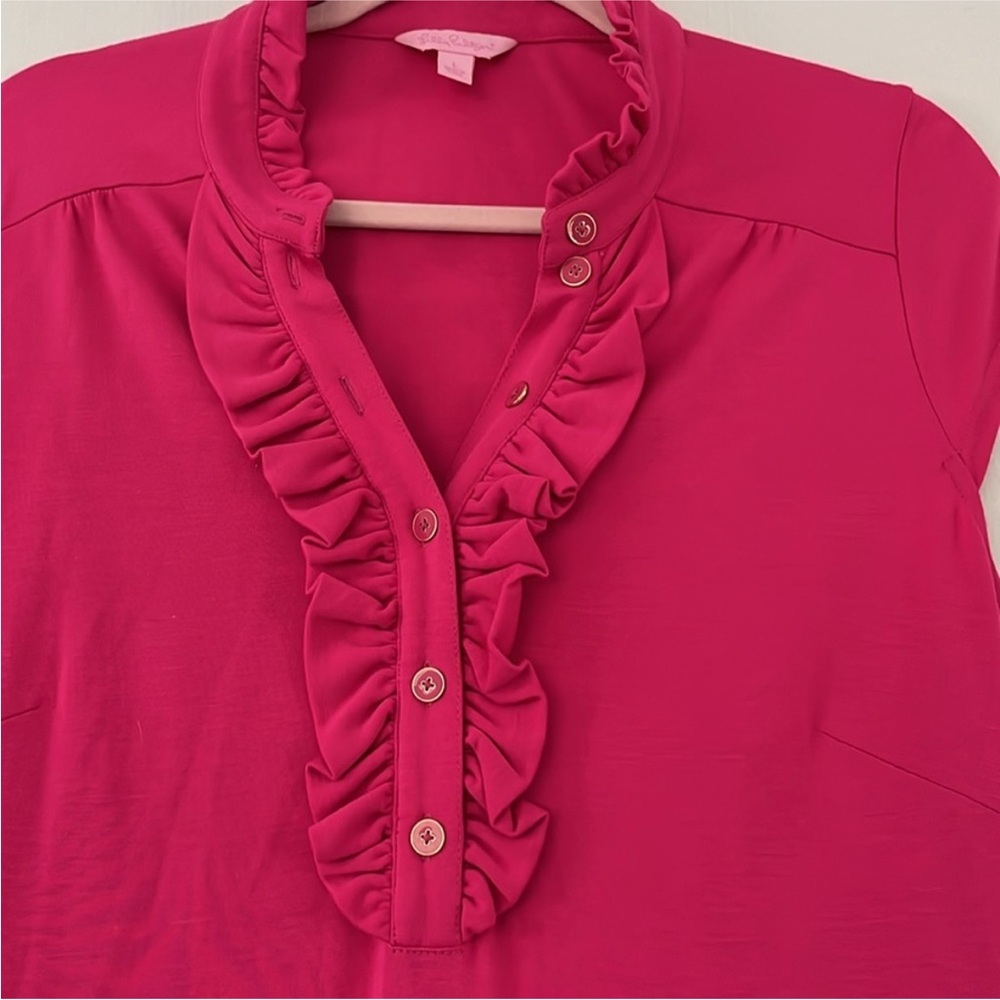 Lilly Pulitzer Hot Pink Ruffle-Front dress